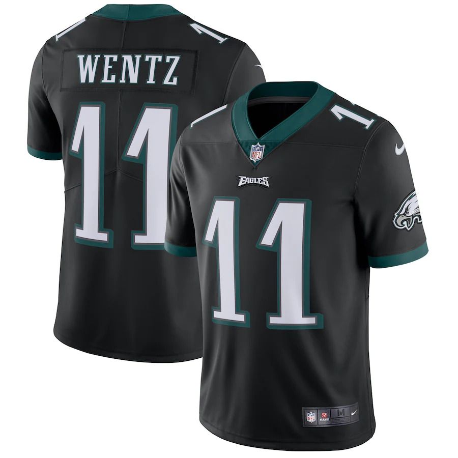 Men Philadelphia Eagles 11 Carson Wentz Nike Black Vapor Untouchable Limited Player NFL Jersey